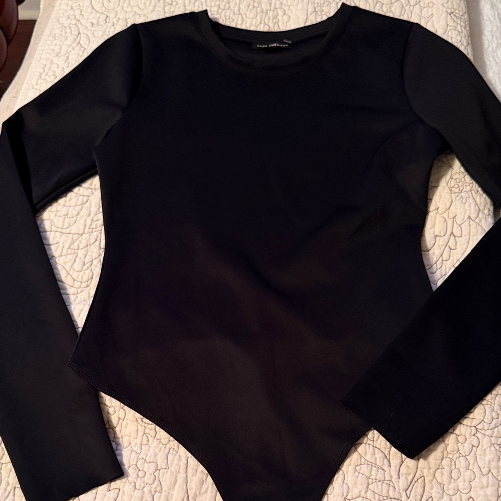 Good American Black Long Sleeve Bodysuit